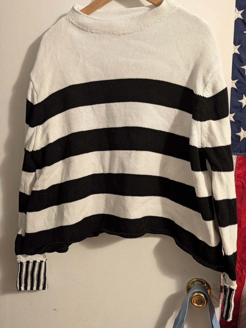 Black & White Striped Crewneck Sweater